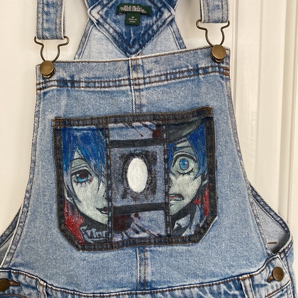 Wild fable short jean overalls/Romper With One of a Kind Design!! - Picture 2 of 7